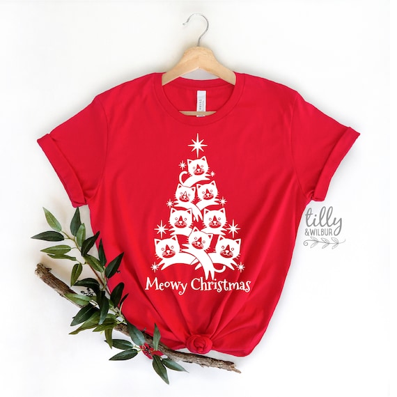 Meowy Cat Christmas Tree Shirt Men Women T Shirt Plus Size Meowy Cat Christmas Tree Shirt Men Women T Shirt Plus Size