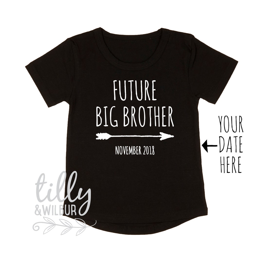 Future Big Brother Tshirt for Boys, Personalised With Due Date, Big