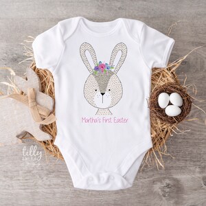 Personalised 1st Easter Baby Bodysuit, First Easter Baby Bodysuit, Newborn Easter Gift, 1st Easter Outfit, Baby&#39;s 1st Easter, Bunny Rabbit