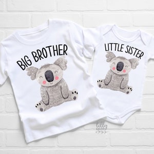 Big Brother Little Sister Set, Matching Brother Outfits, Matchy Matchy Sibling T-Shirts, Big Brother T-Shirt, Little Sister Bodysuit, Koala