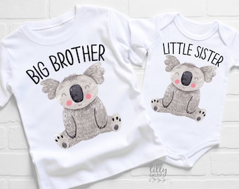 Big Brother Little Sister Set, Matching Brother Outfits, Matchy Matchy Sibling T-Shirts, Big Brother T-Shirt, Little Sister Bodysuit, Koala