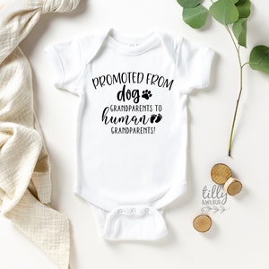 Promoted From Dog Grandparents To Human Grandparents Pregnancy Announcement Bodysuit, Baby Shower Gift, Baby Reveal, Pregnancy Announcement image 1