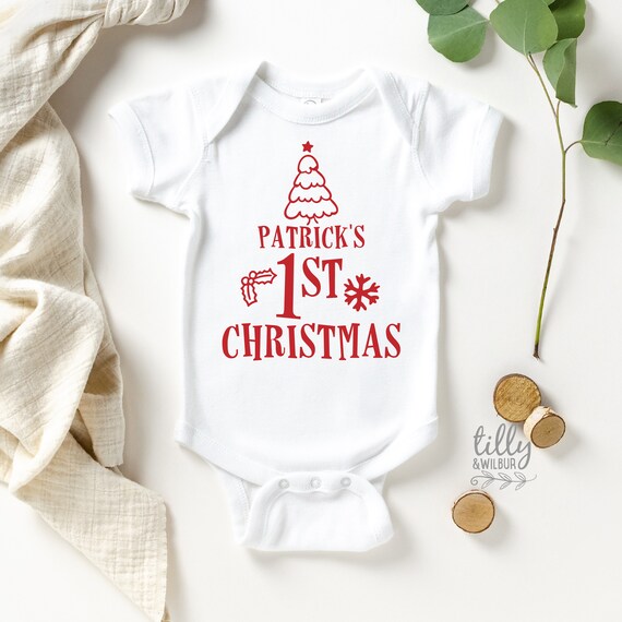 Personalised First Christmas 1st Christmas Baby Outfit First Xmas Baby Bodysuit Unisex Christmas Baby Gift Newborn Baby First Christmas Etsy Hong Kong