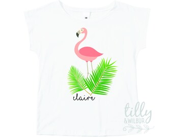 Girls flamingo t shirt Clearance