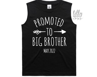 Promoted To Big Brother Singlet For Boys, Personalised Due Date, Big Brother Tank, I'm Going To Be A Big Brother, Pregnancy Announcement Tee