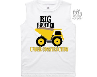 Promoted To Big Brother Singlet For Boys, Big Brother Under Construction Tank, I'm Going To Be A Big Brother Shirt, Pregnancy Announcement