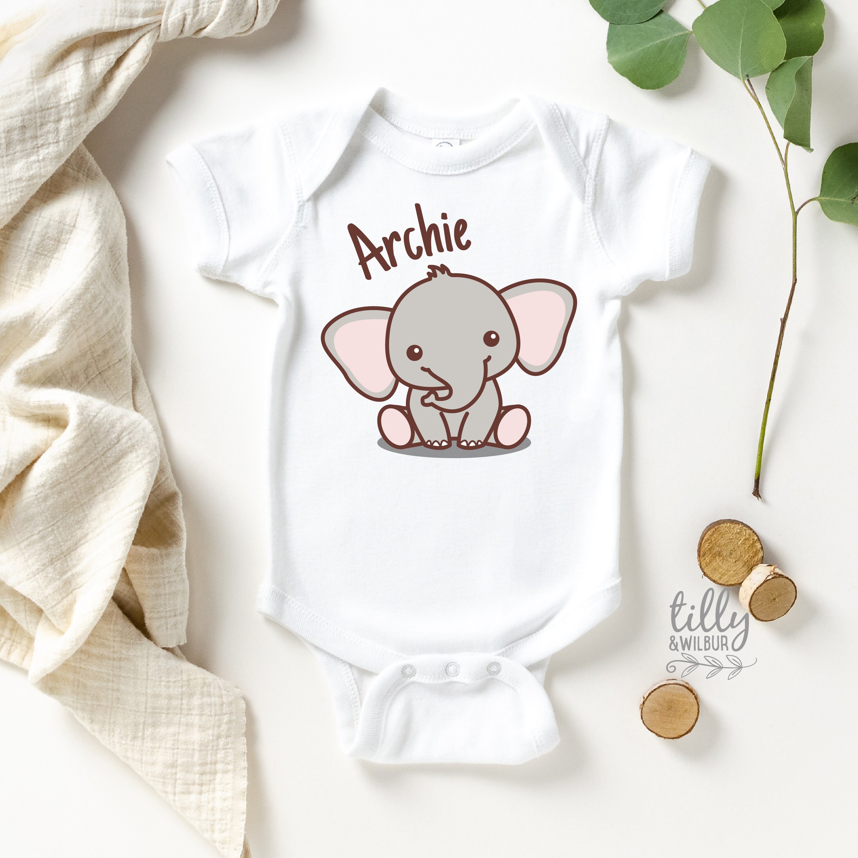 Buy Personalised Baby Elephant Bodysuit Personalised Newborn Gift