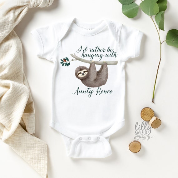 Personalised Baby Sloth Hat Booties Bodysuit Send Name Size