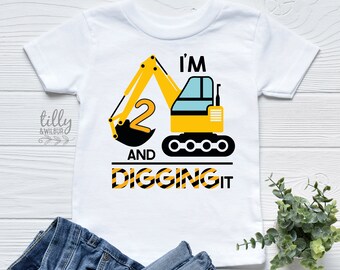 I'm Two And Digging It T-Shirt, I Dig Being Two Birthday T-Shirt, 2nd Birthday T-Shirt, 2nd Second Birthday Tee, Two Birthday Gift, Boy 2