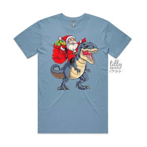 Christmas T-Shirt for Men, Dinosaur Santa Men&#39;s T-Shirt, Men&#39;s Christmas T-Shirt, Christmas Men&#39;s T-Shirt, Dinosaur Santa Christmas T-Shirt