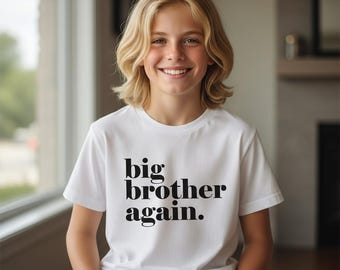 Camiseta "Hermano Mayor Otra Vez", Varios Colores y Tallas, Camiseta para Anunciar Embarazo