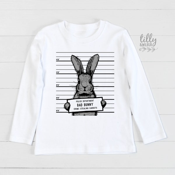 Bad Bunny Mug Shot, Crime: Stealing Carrots! Easter T-Shirt, Rabbit T-Shirt, Funny Easter Gift, Hip Hop Easter Clothing, Bad Bunny T-Shirt