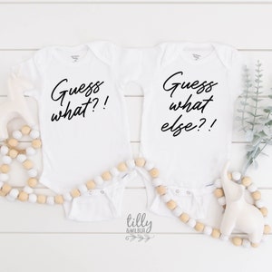 Guess What?! Guess What Else?! Twin Announcement Bodysuits, Pregnancy Announcement For Twins, Twinning, Twin, We&#39;re Having Twins! Twinsies