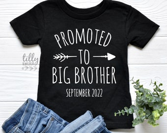 Big Brother T- Shirt, Promoted To Big Brother T-Shirt For Boys, Personalised Due Date, I'm Going To Be A Big Brother, Pregnancy Announcement