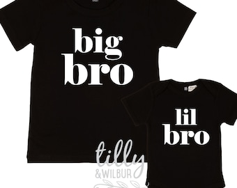 Big Bro Lil' Bro Set, Brother Set, Sibling Set, Brother Gift, Pregnancy Announcement, Newborn Gift, Photo Prop, Big Brother Little Brother