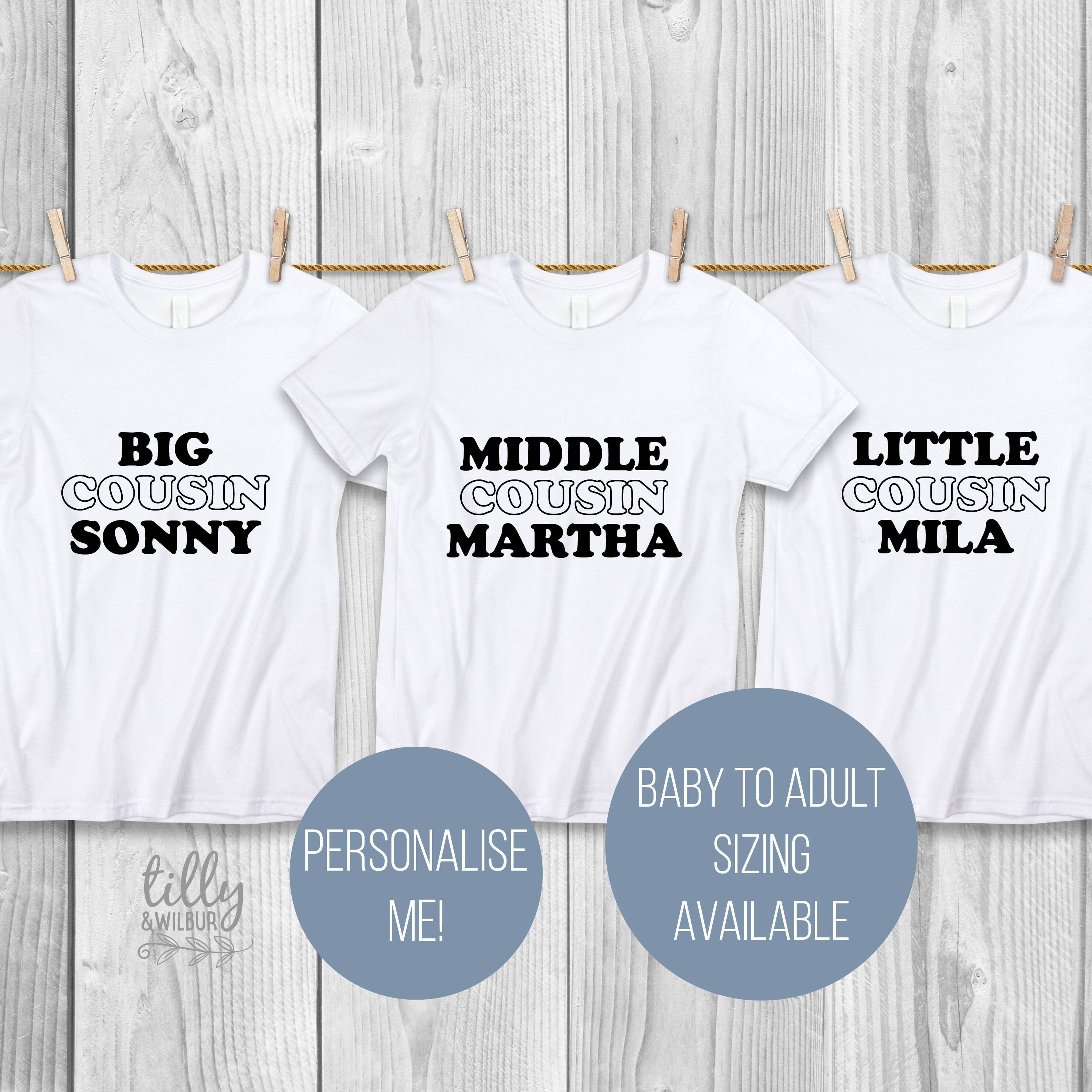 Personalised Cousin T-shirt Set Big 