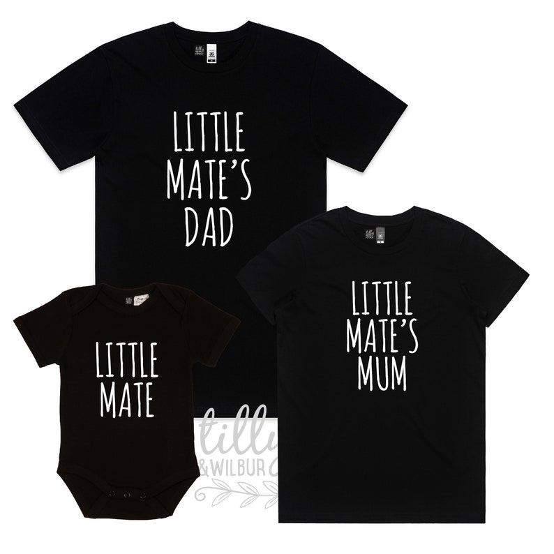 Matchy Matchy Little Mate Set, Little Mate, Little Mate's Dad, Little Mate's Mum, Matching Family Outfits, New Baby Gift, New Parents Gift image 1