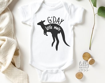 Kangaroo Baby Bodysuit, G&#39;day Little Mate, Baby Shower, New Baby Gift, Newborn Gift, Kangaroo Gift, Australiana, Kangaroo Baby, Aussie Gift