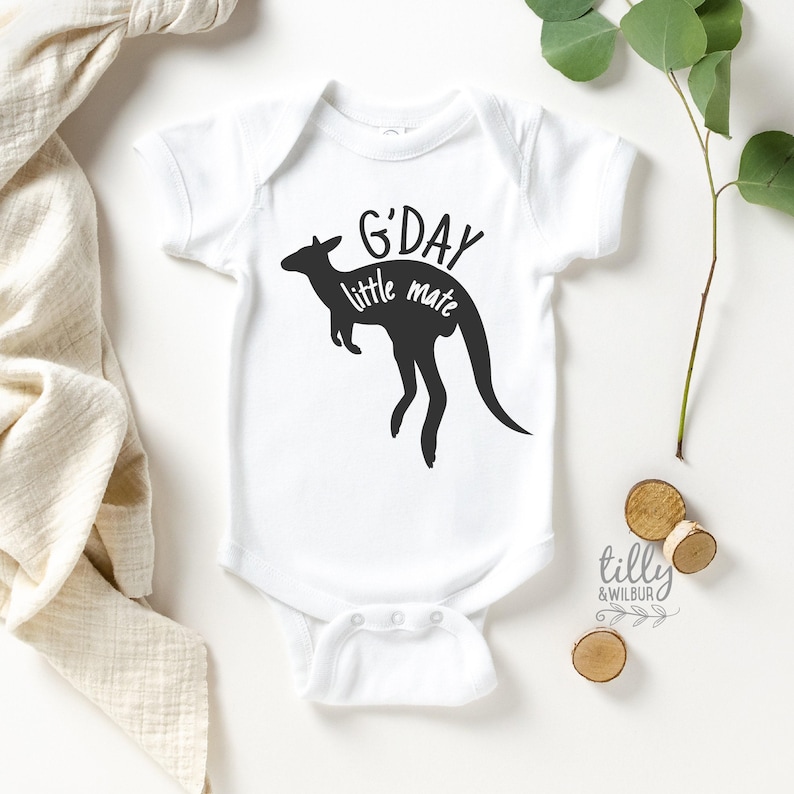 Kangaroo Baby Bodysuit, G'day Little Mate, Baby Shower, New Baby Gift, Newborn Gift, Kangaroo Gift, Australiana, Kangaroo Baby, Aussie Gift image 1