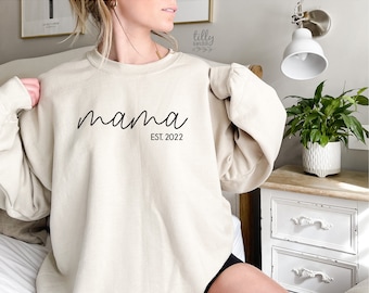 Mama Sweatshirt, Mama Est Sweatshirt, Mothers Day Gift, First Mother's Day Gift, Personalised Mum Gift, Mum Life Jumper, New Mum Gift