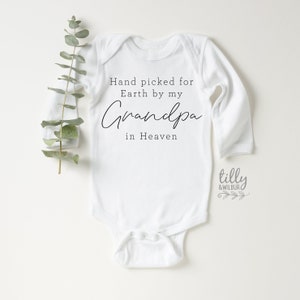 Hand Picked For Earth By My Grandpa In Heaven Baby Bodysuit, Handpicked For Earth, Grandpa In Heaven, Pregnancy Announcement, Baby Shower