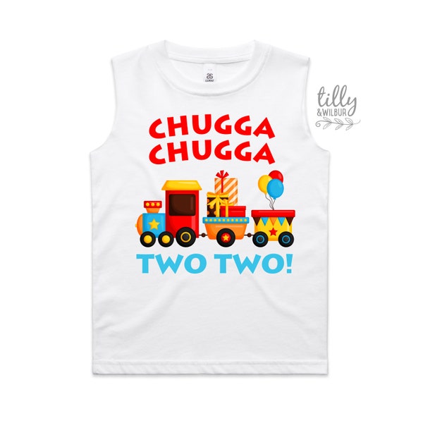 Two Birthday T-Shirt, Chugga Chugga Two Two Singlet, 2nd Birthday Tank, 2nd Second Birthday Shirt, Boys 2nd Birthday, Boys Birthday T-Shirt