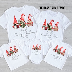 クリスマスノームのパーソナライズされたマッチングTシャツ、ノームファミリーマッチングクリスマスシャツ、マッチングTシャツ、パーソナライズされたファミリークリスマス
