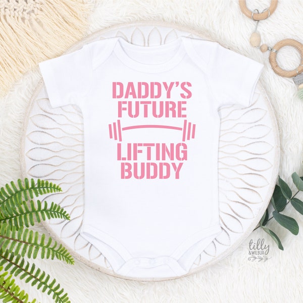 Daddy's Future Lifting Buddy, Daddy Bodysuit, Daddy Baby Clothes, New Dad Gift, Dad Gym, Dad Workout, Pregnancy Announcement, Baby Reveal