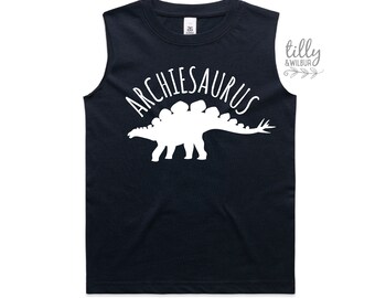 Dinosaur Tank For Boys, Navy Stegosaurus Singlet, Dinosaur T-Shirt, Personalised Dinosaur Gift, Dinosaur Birthday Gift,