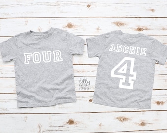Four Personalised 4th Birthday T-Shirt, 4th Birthday Gift, 4 Birthday Tee, Name And Number 4 On Back Of Shirt, I Am 4, 4 Today, Boys & Girls