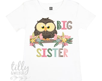 Big Sister T-Shirt for Girls, Daughter Gift, Pregnancy Announcement, Sibling Reveal, Sister Gift, Owl T-Shirt, I'm Going To Be A Big Sister