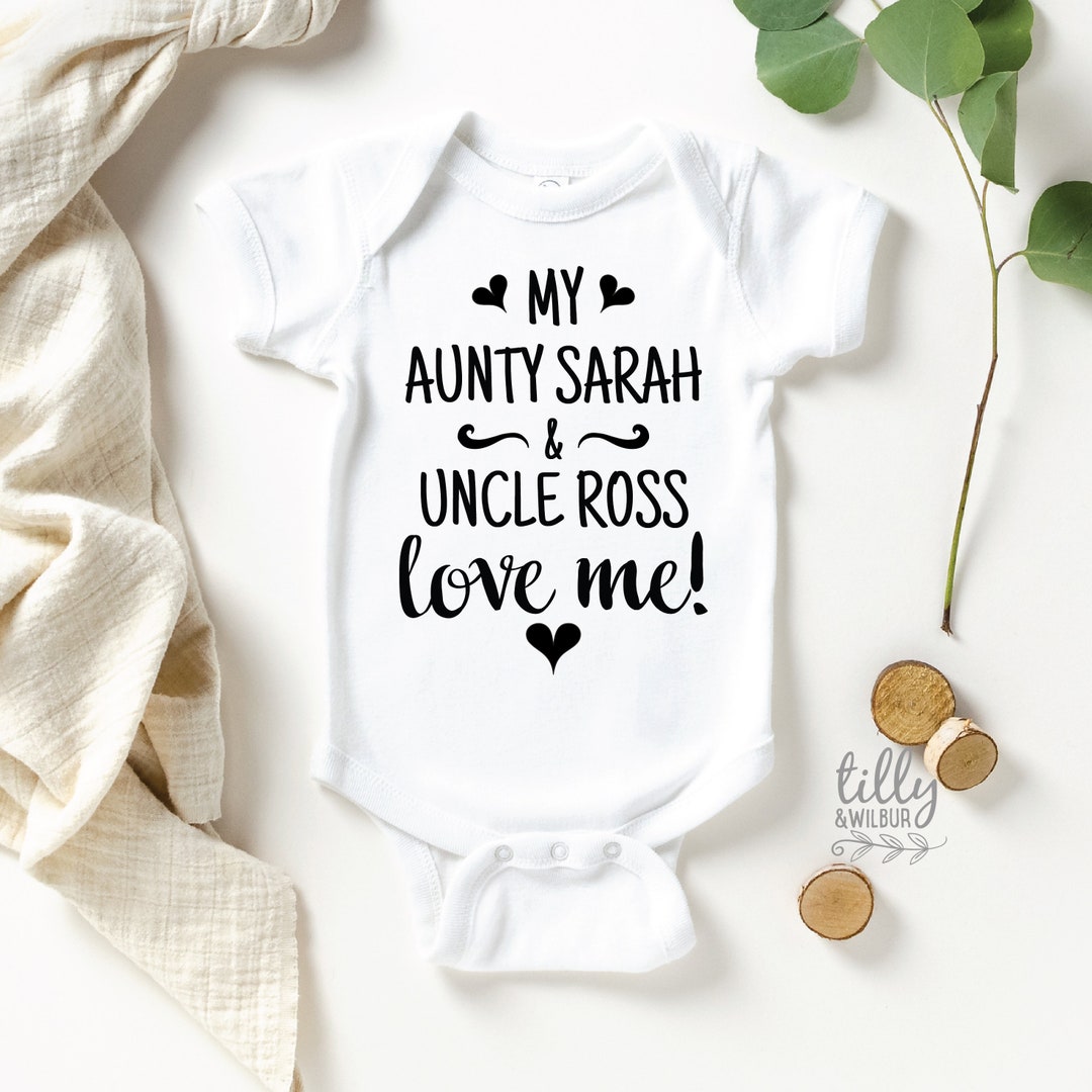 My Aunty and Uncle Love Me Baby Bodysuit, Newborn Niece Nephew Gift