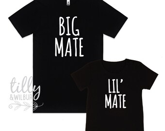 Big Mate Lil' Mate Matching T-Shirts, Father And Son Set, Big Bro, Little Bro Siblings, Cousins, Grandfather And Grandson, Uncle And Nephew,