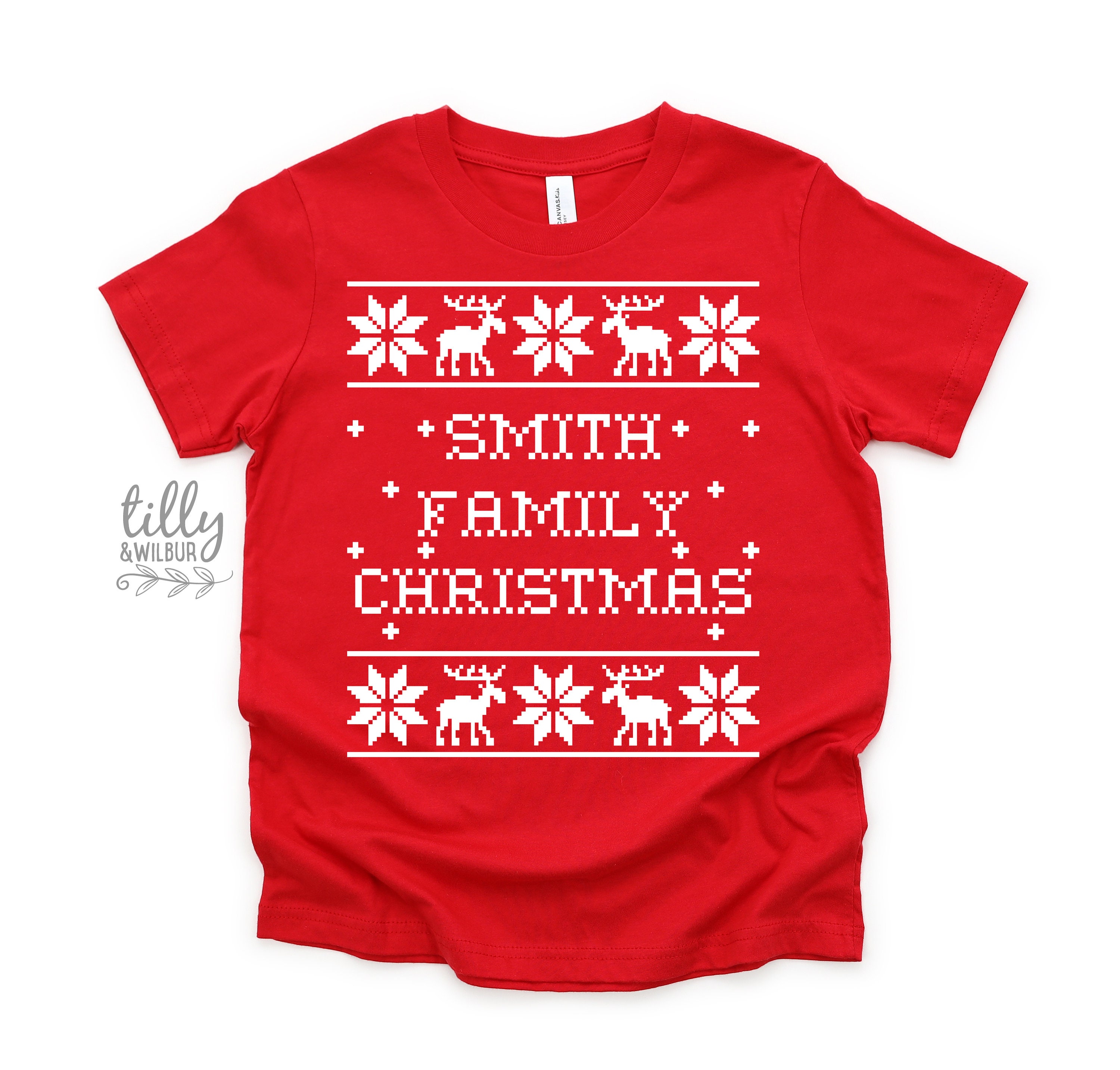 Christmas Matching Family Personalised Tshirts Surname Gift Kids Adults Mini Me Christmas Matching Family Personalised Tshirts Surname Gift Kids Adults Mini Me