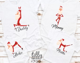 Yoga Santa T-Shirts Originally Designed by Tilly&Wilbur, Personalised Family Christmas T-Shirts, Matching Yoga Santa, Yoga Gifts, Xmas Gift