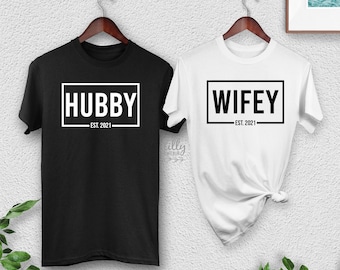 Mr And Mrs Matching T-Shirts, Hubby And Wifey Matching T-Shirts, Newlywed T-Shirts, Honeymoon T-Shirts, Wedding Gift, His and Hers Clothing