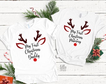 My 1st Christmas As A Mummy, My First Christmas As A Daddy, Our First Christmas A Parents, Matching Family T-Shirts, Matching Christmas Tees