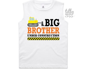 Big Brother Under Construction Singlet, Promoted To Big Brother Tank, I'm Going To Be A Big Brother Shirt, Pregnancy Announcement T-Shirt