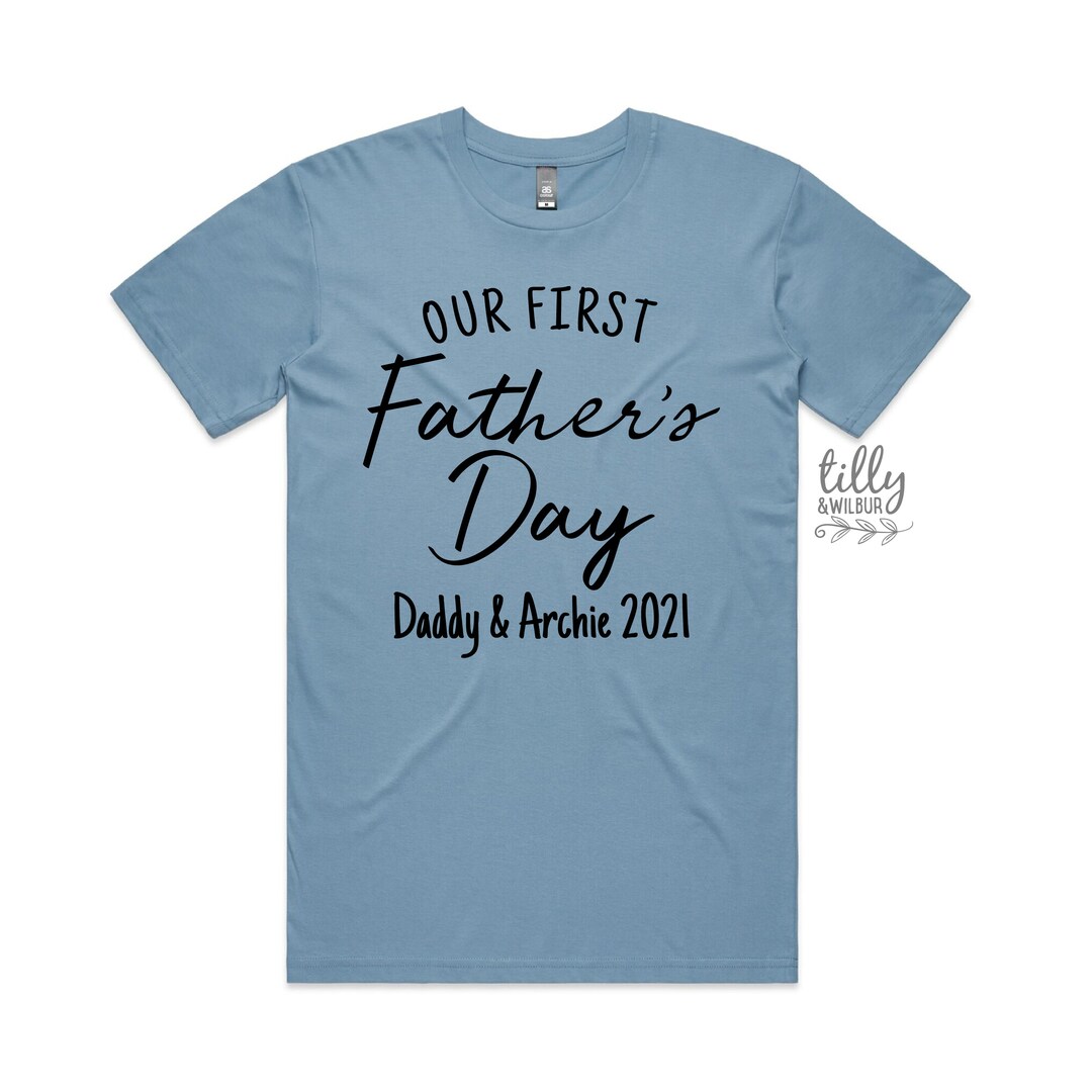 Our First Father's Day 2024 Men's Tshirt With Names, I Love You Daddy