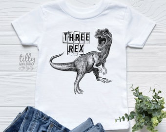 Three Rex Third Birthday T-Shirt, 3rd Birthday, 3rd Birthday Shirt, 3rd Birthday Outfit Boy, Dinosaur Party, Dinosaur T-Shirt, Tyrannosaurus