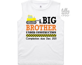 Promoted To Big Brother Tank For Boys, Big Brother Under Construction Singlet, I'm Going To Be A Big Brother Shirt, Pregnancy Announcement