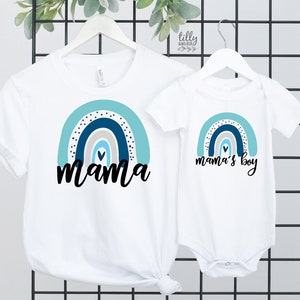 Mama And Mama&#39;s Boy Matching T-Shirts, Mum And Son Matching, New Mum Gift, Matching Mother And Son Shirts, Mum And Son Matching, Mummy Gift