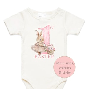 1st Easter Baby Bodysuit, First Easter Baby Bodysuit, Newborn Easter Gift, 1st Easter Outfit, Baby&#39;s 1st Easter, Ballerina Bunny Rabbit