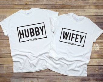 Mr And Mrs Matching T-Shirts, Hubby And Wifey Matching T-Shirts, Newlywed T-Shirts, Honeymoon T-Shirts, Wedding Gift, His and Hers Clothing