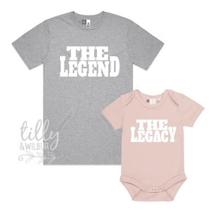 Die Legende Das Vermächtnis Vater Sohn Vater Tochter Passende Shirts, passender Vater und Baby, Vatertagsgeschenk, Neugeborenen Geschenk, neues Papa T-Shirt