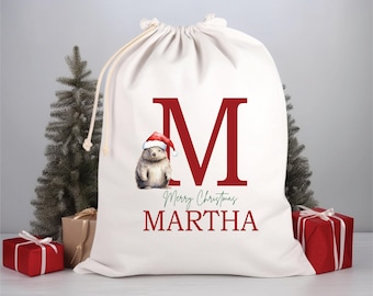 Personalised Santa Sack, Alphabet Santa Sack, 50cm x 70cm, High Quality Cotton Linen, Christmas Gift Bag, Christmas Keepsake, Xmas Stocking