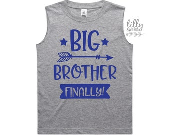 Big Brother Finally Singlet, Promoted To Big Brother Tank, I'm Going To Be A Big Brother Shirt, Pregnancy Announcement Top, Big Brother Tank