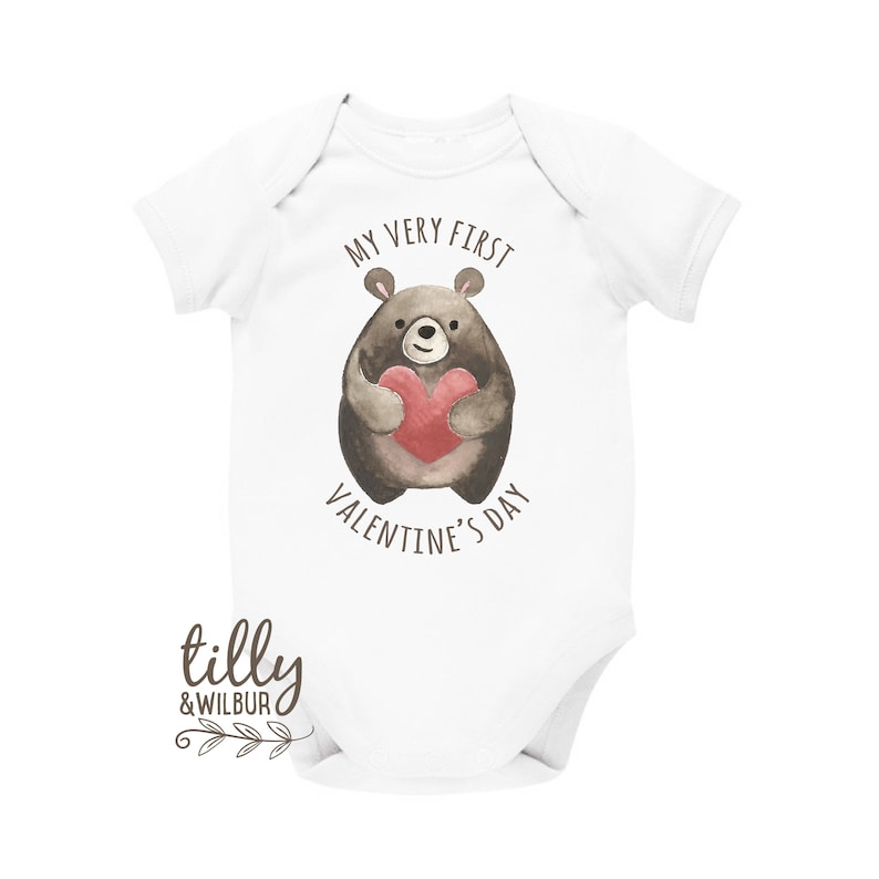 My Very First Valentine/'s Day Bear With Love Heart 1st Valentine/'s Day 1st Valentine/'s Day Newborn Outfit Baby/'s First Valentine/'s Day