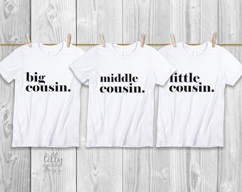 Big Cuz Middle Cuz Little Cuz Cousin T-Shirt Bodysuit Set For Girls And Boys, Big Cousin Middle Cousin Little Cousin, Pregnancy Announcement