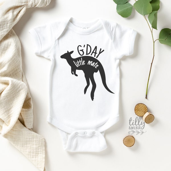 Kangaroo Baby Bodysuit, G'day Little Mate, Baby Shower, New Baby Gift, Newborn Gift, Kangaroo Gift, Australiana, Kangaroo Baby, Aussie Gift